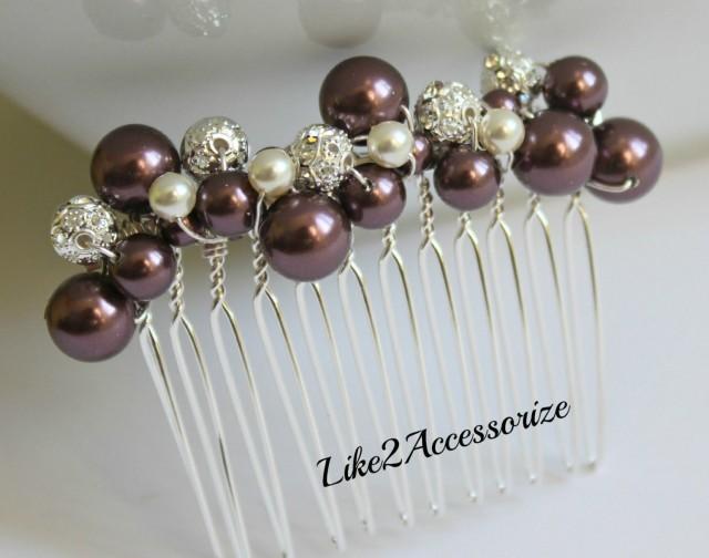 Burgundy Maroon Hair Comb Bridal Headpiece Wedding Hair