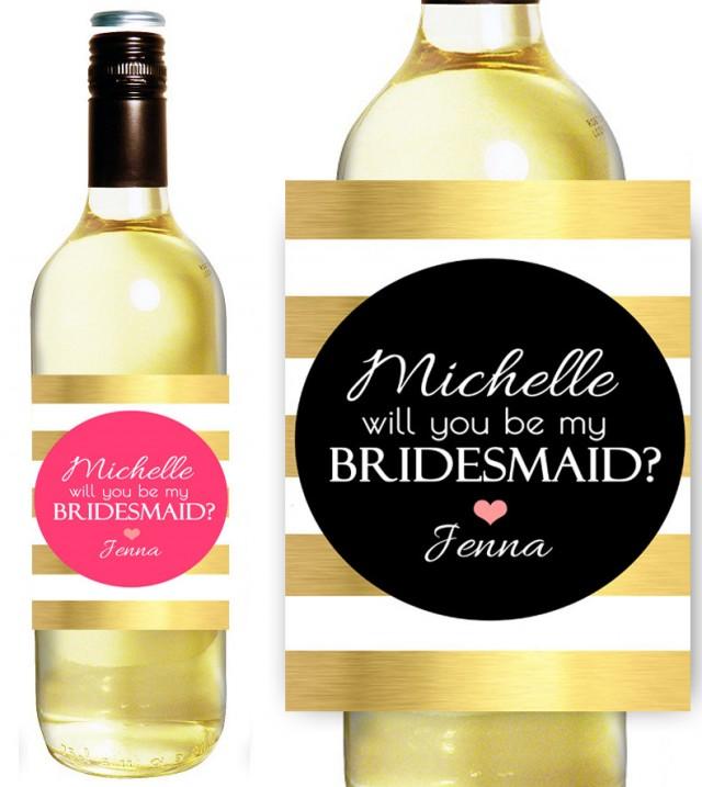 Will You Be My Bridesmaid Bridesmaid Wine Labels Custom Bridesmaid