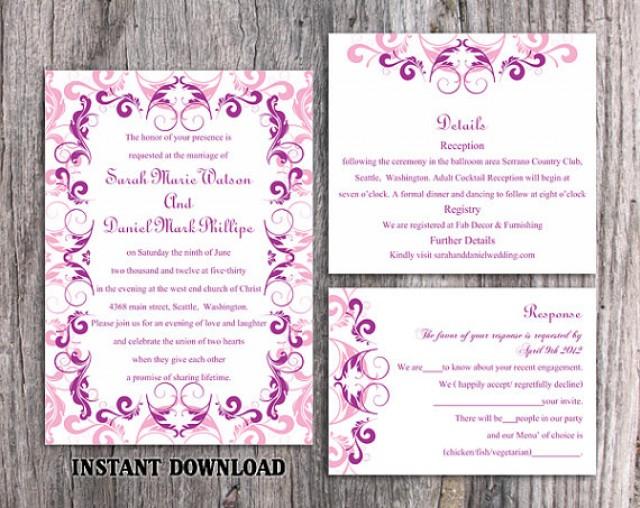 Wedding Invitation Template Download Printable Wedding Invitation Editable Pink Invitations Elegant Invitation Purple Wedding Invitation Diy 2669215 Weddbook