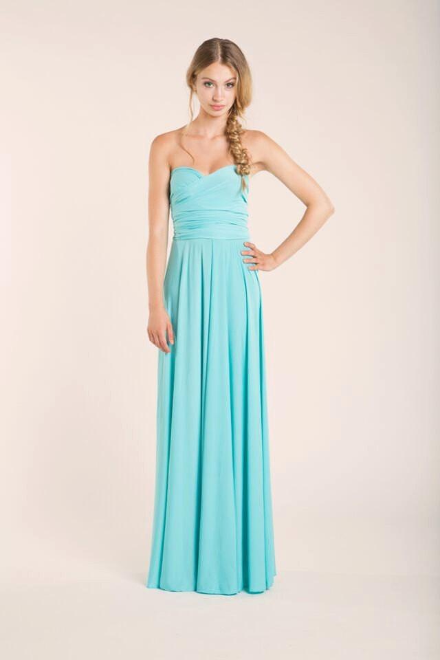 Aquamarine Floor Length Infinity Dress, Light Blue, Long Dress, Party