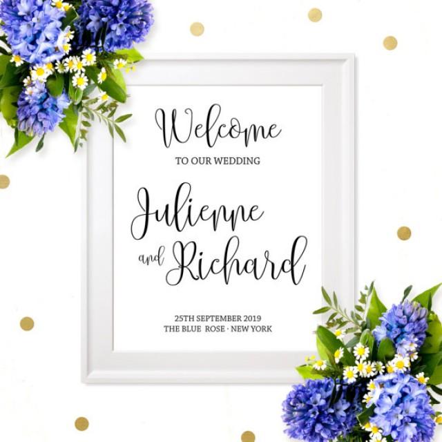 Wedding Welcome Poster Rustic Chic Calligraphy Wedding Welcome