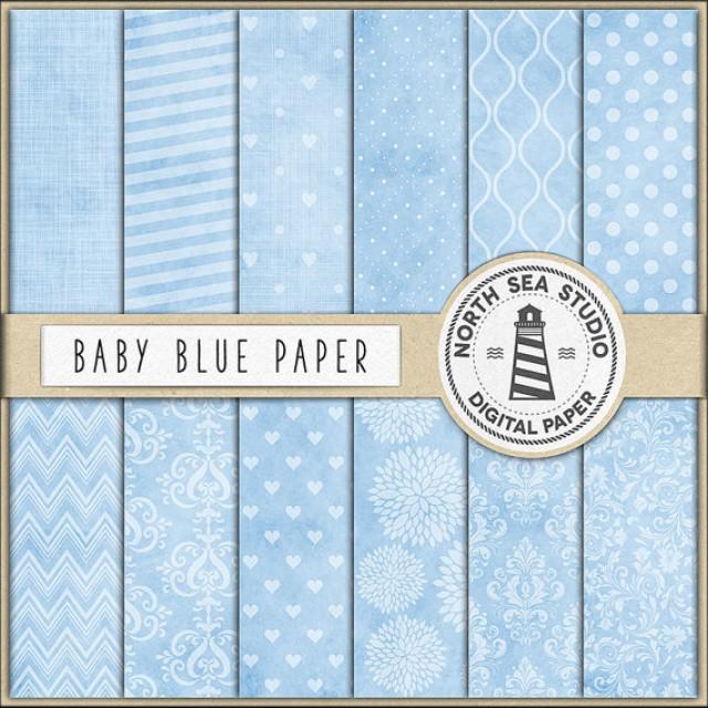 Baby Blue Scrapbooking Paper, Light Blue Digital Paper, Blue Printable