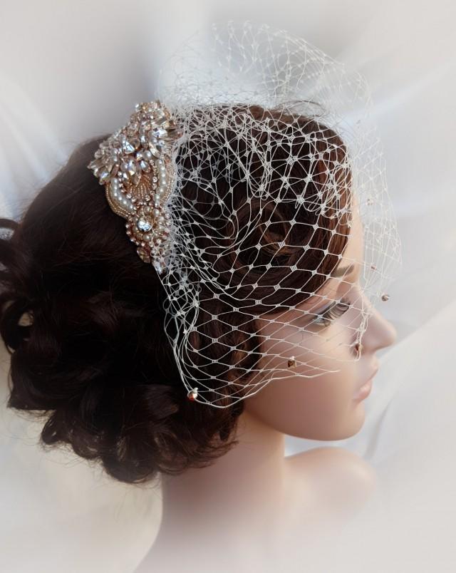 Rose Gold Birdcage, Rose Gold, Gold Bridal Veil, Small Wedding Veil ...