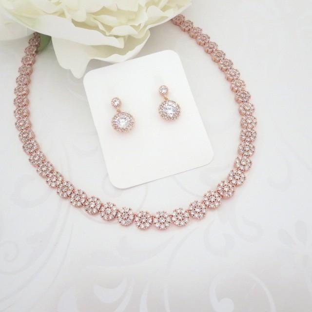 Simple Rose Gold Bridal Necklace, Rose 