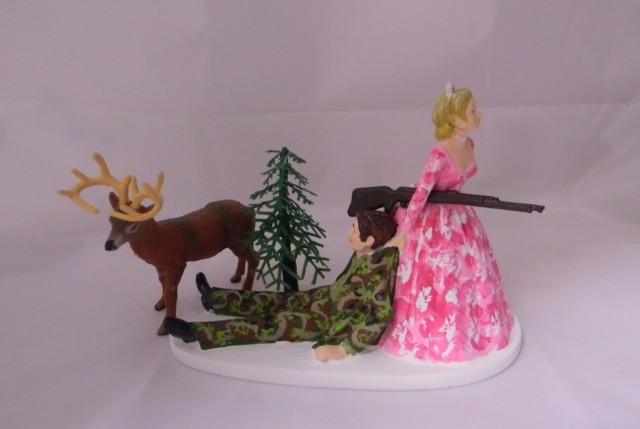 Wedding Reception Party ~Bow & Arrow~ Camo Deer Hunter Hunting Cake Topper 