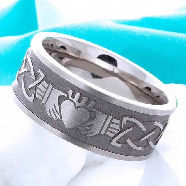 Titanium Claddagh Ring Irish Celtic Titanium Wedding Band Promise