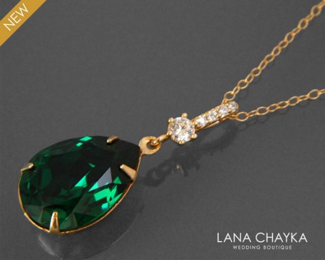 Emerald Crystal Gold Necklace Green 