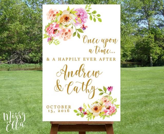 Romantic Florals / Printable Wedding Welcome Sign, Watercolor Welcome ...
