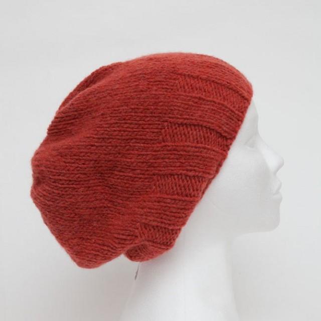 Orange Red Knit Hats Women Womens Beanies Wool Slouchy Beanie Merino
