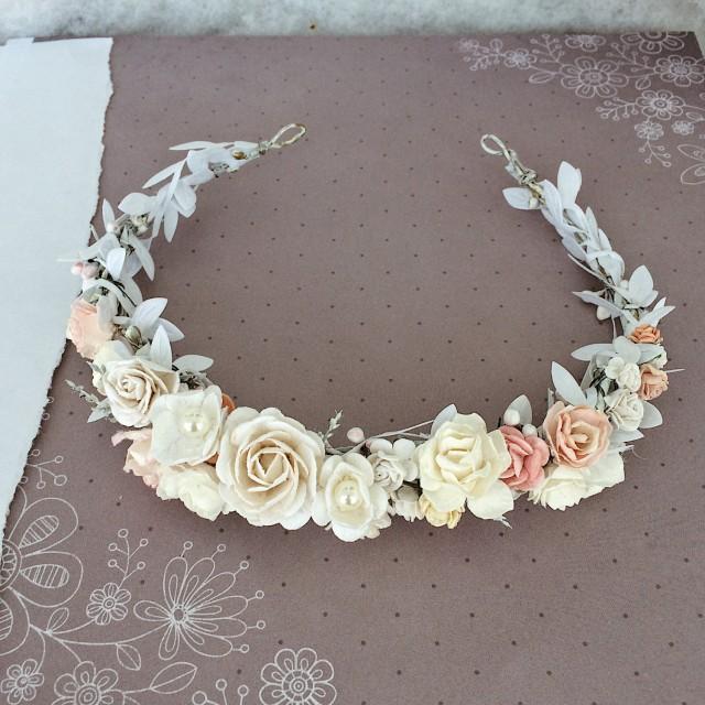 Bridal Floral Crown, Blush Pink Crown, Bridal Headband, Flowergirl Crown, Bridal Floral Crown