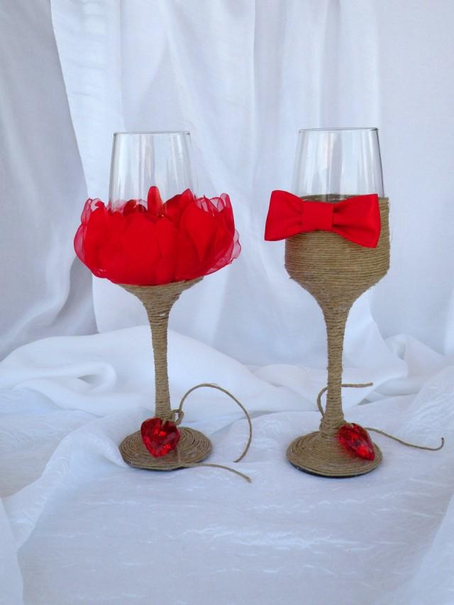 Rustic Wedding Glasses Personalized Wedding Glasses Burlap Wedding Mr And Mrs Glasses Bride 5779