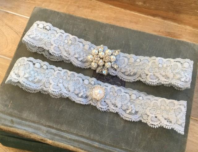 Blue Lace Wedding Garter Set, Something Blue Bridal Garter Set, Blue ...