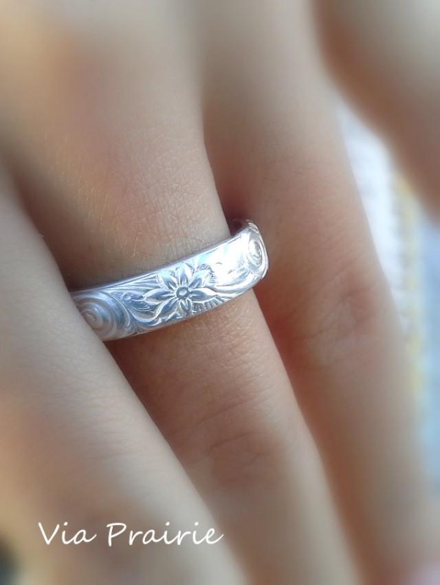 Hawaiian Ring, Hawaiian Jewelry, Wedding Band, Hawaiian Flower Ring