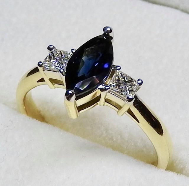 marquise cut sapphire and diamond ring