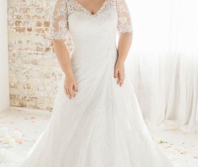 Plus Size Vintage Beaded Lace Wedding Dress- Plus Size Up To 28W