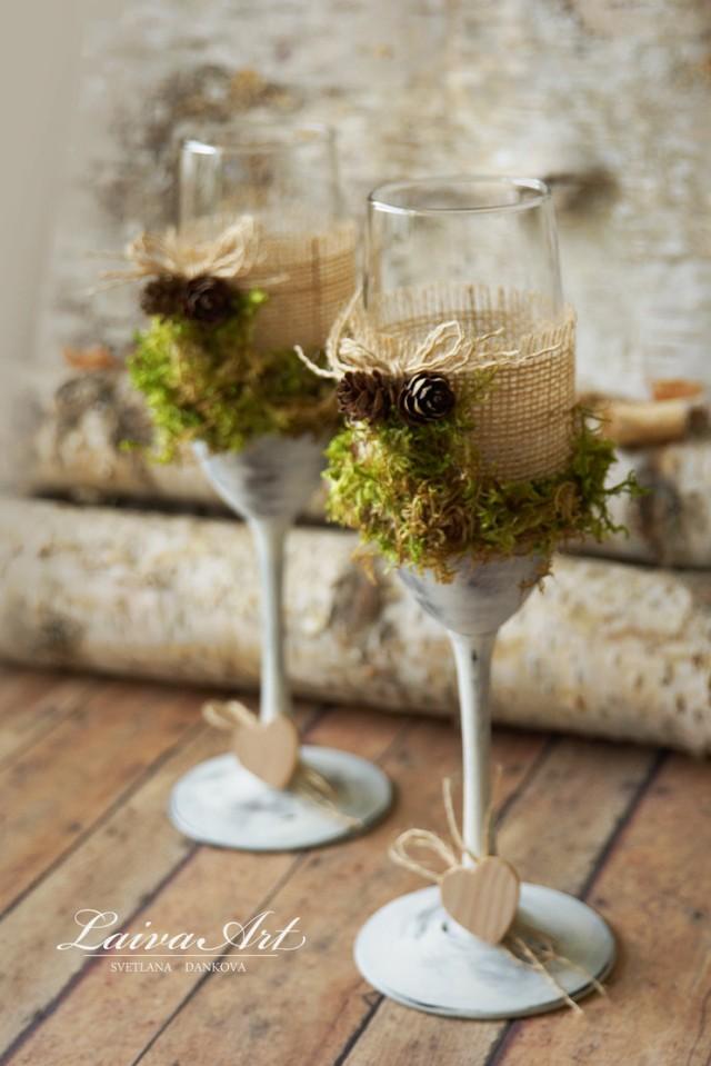 Rustic Wedding Champagne Flutes Wedding Champagne Glasses Outdoor