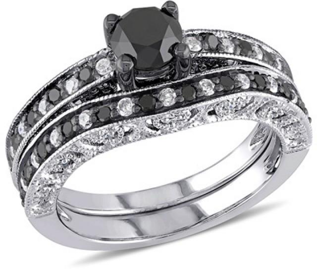 Ct T W Enhanced Black And White Diamond Vintage Style Bridal