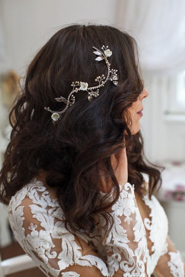 Bridal Floral Hair Vine, Wedding Flower Hairvine, Wedding Halo
