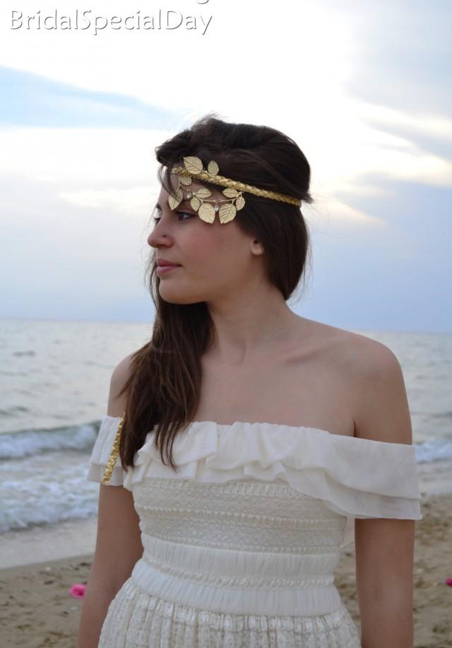 Gold Crown, Leaf Crown, Grecian Goddess, Grecian Bridal Accessories