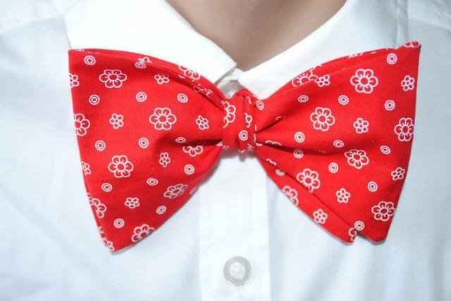 Red Floral Bow Tie Mens Bowtie Wedding Red Ties Red Self Tie Bow Tie T For Bow Ties Lovers 3191