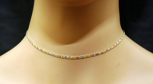 Tri-color Chain Gold Choker Necklace 