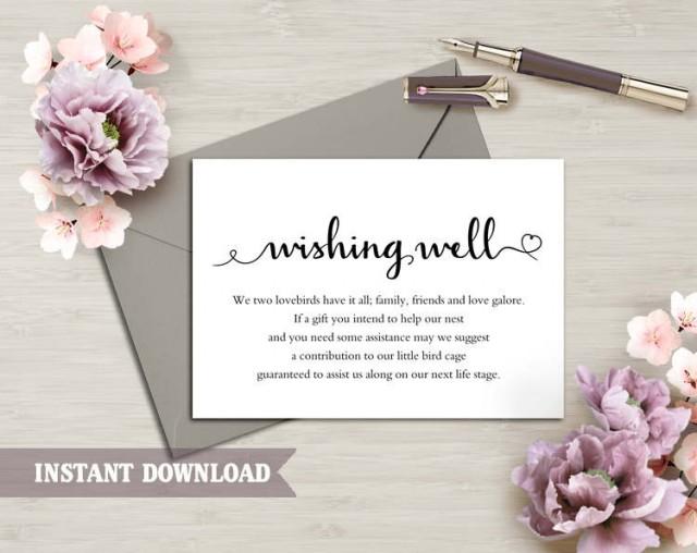Wishing Well Card, Wedding Wishing Well Wishing Well Printable, Wishing