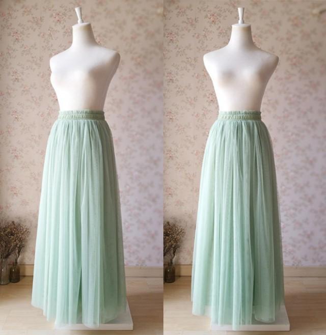 2017 Sage Tulle Skirt Full Tulle Skirt Womens Tulle Skirt Maxi Bridesmaid Skirt Sage Green 2444