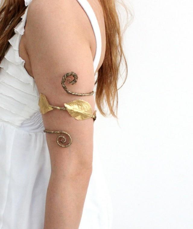 Gold CHALICE Upper Arm Cuff Woodland Upper Arm Cuff, Gold Leafs, Gold