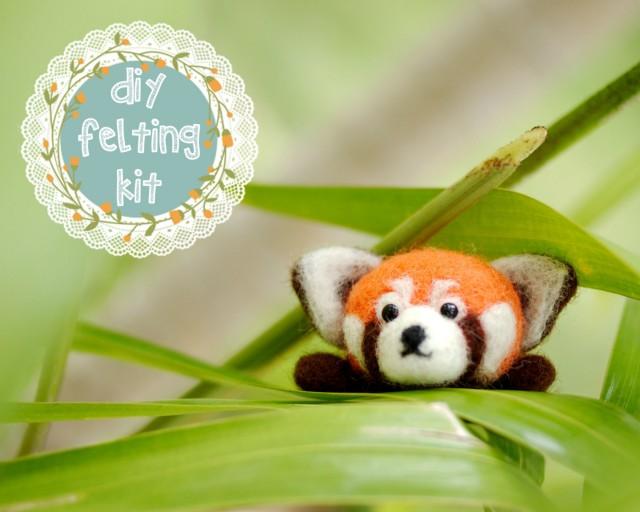 Needle Felting Kit DIY Red Panda // Cute Needle Felted Animal // Easy