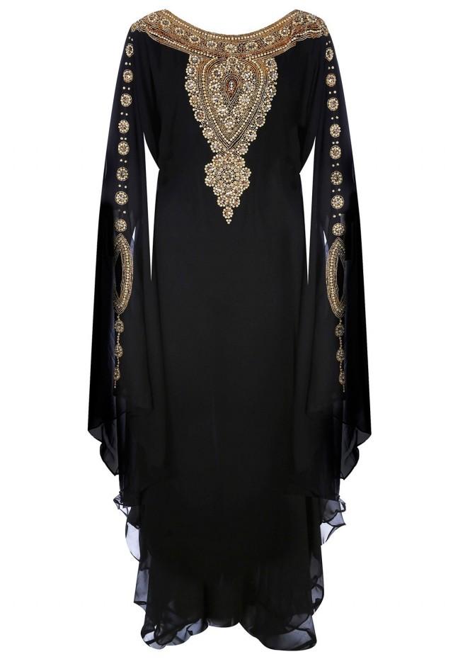 Jywal Embroidered Kaftan Dress In Black ...
