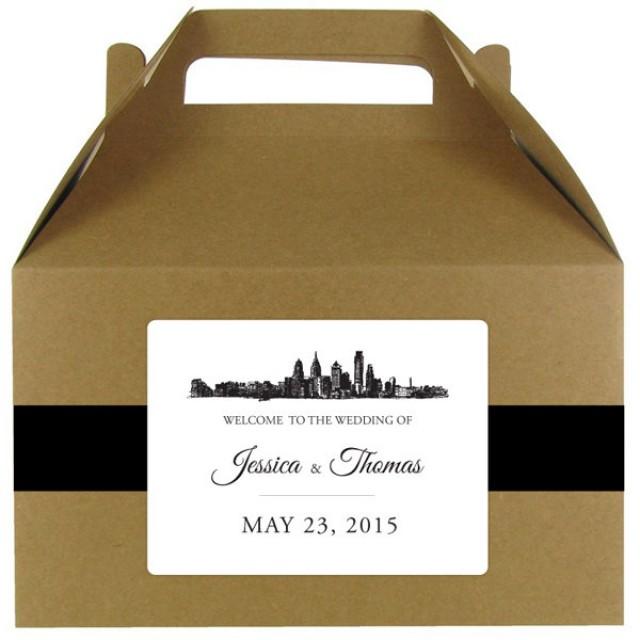 Skyline Stickers For Wedding Bags Or Gable Boxes; Available In