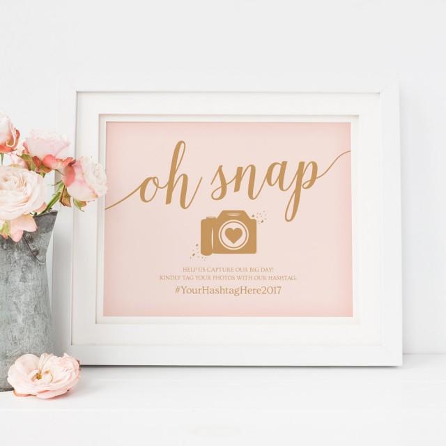 Oh Snap Wedding Sign Printable    Editable Wedding Hashtag Sign 