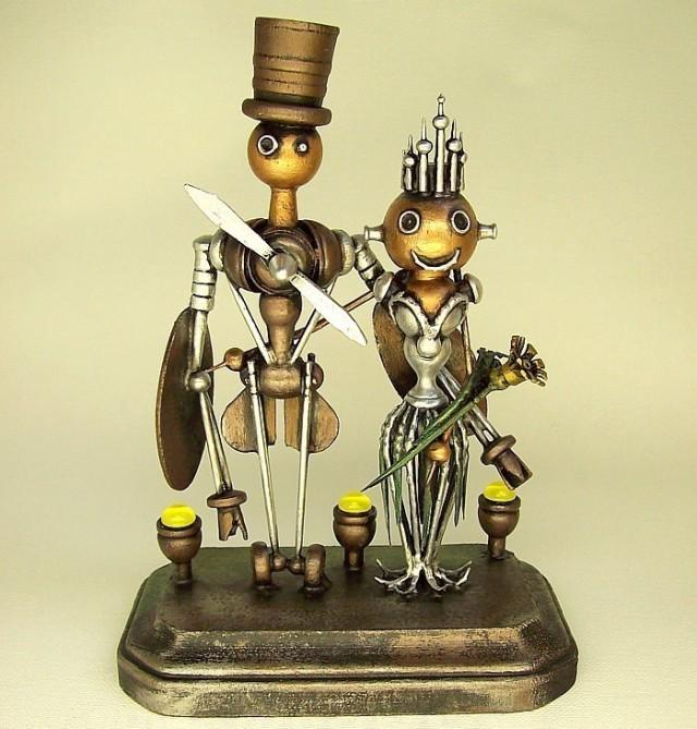 Steampunk Airplane Robot Wedding Cake Topper Sky Captain Aviation