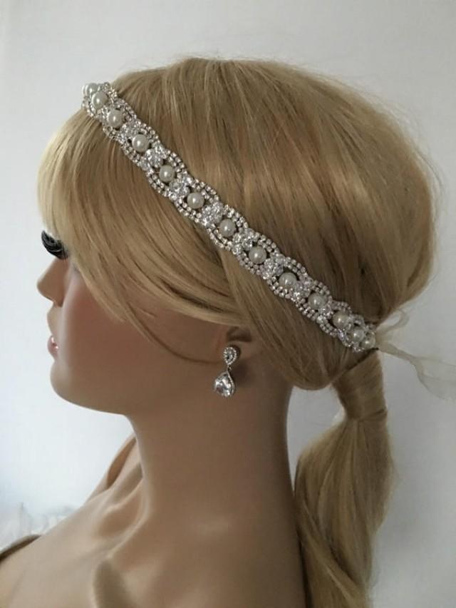 Express Shipping Ivory Pearl And Rhinestones Headband Bridal Headband Headpiece Wedding 7244