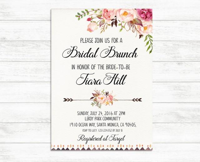 Bohemian Brunch Brunch Editable Invitation Template BD151 Floral Spring Bridal Shower Printable Wildflower Bridal Brunch Invitation