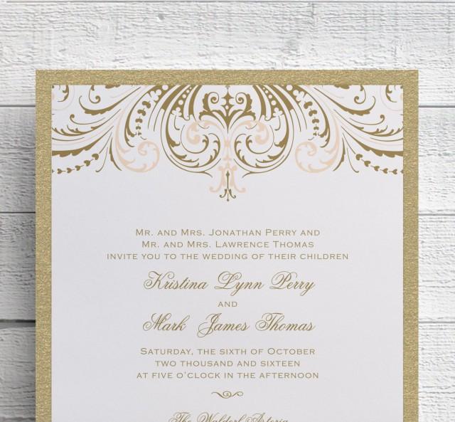 Blush Pink And Gold Wedding Invitation, Foil Stamped Wedding Invitation