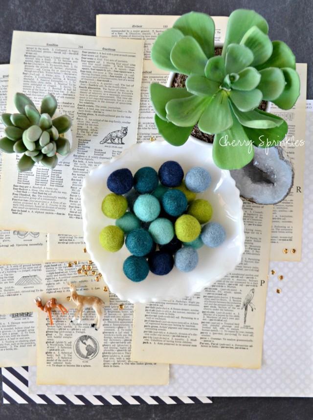 50 Felt Balls Blue And Green Felt Ball Garland Green Pom Poms Felt