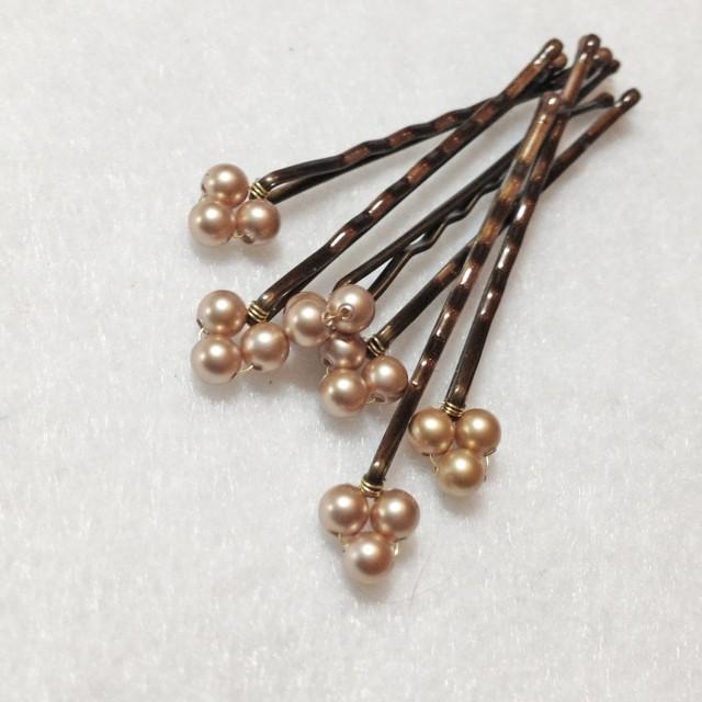 Gold Pearl Bobby Pins Swarovski Wedding Hair Pins Set Of 6 Wedding