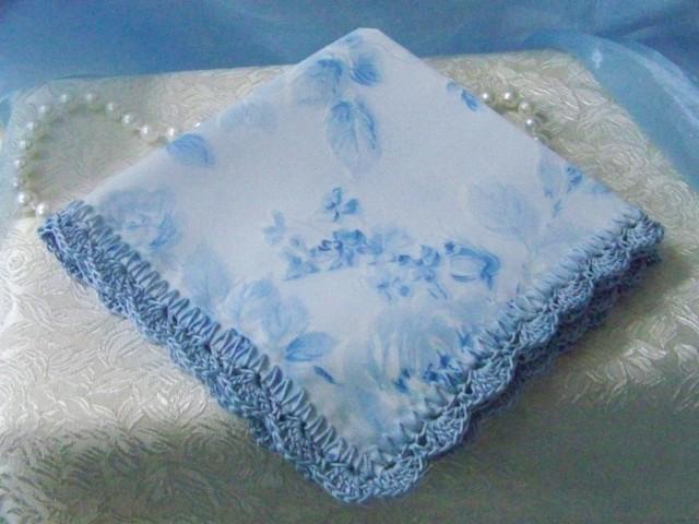 Something Blue Monogram A Vintage Handkerchief Hankie Wedding Bride R26 