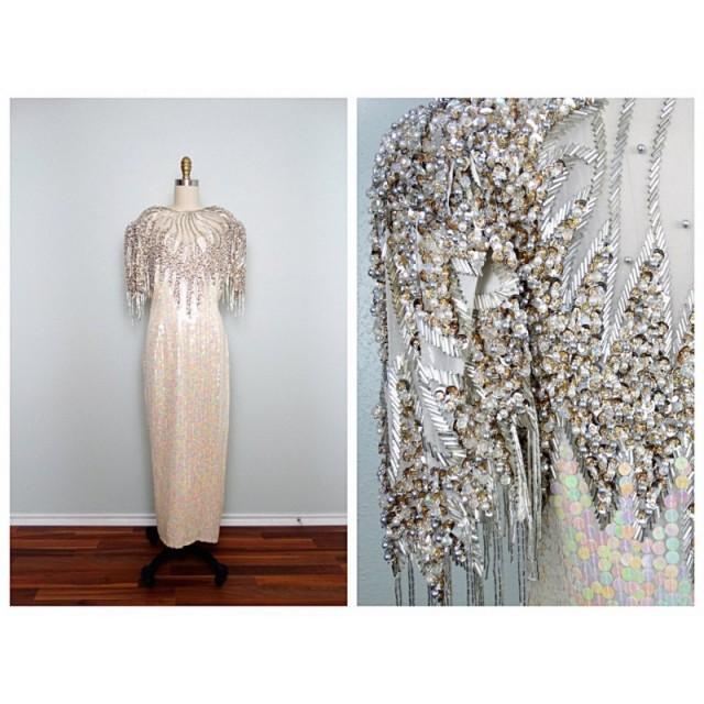 fringe beaded gown