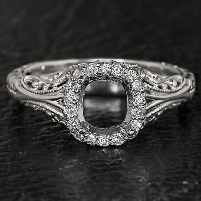 Original Vintage Art Deco Inspired 7mm Diamond Halo Setting Filigree