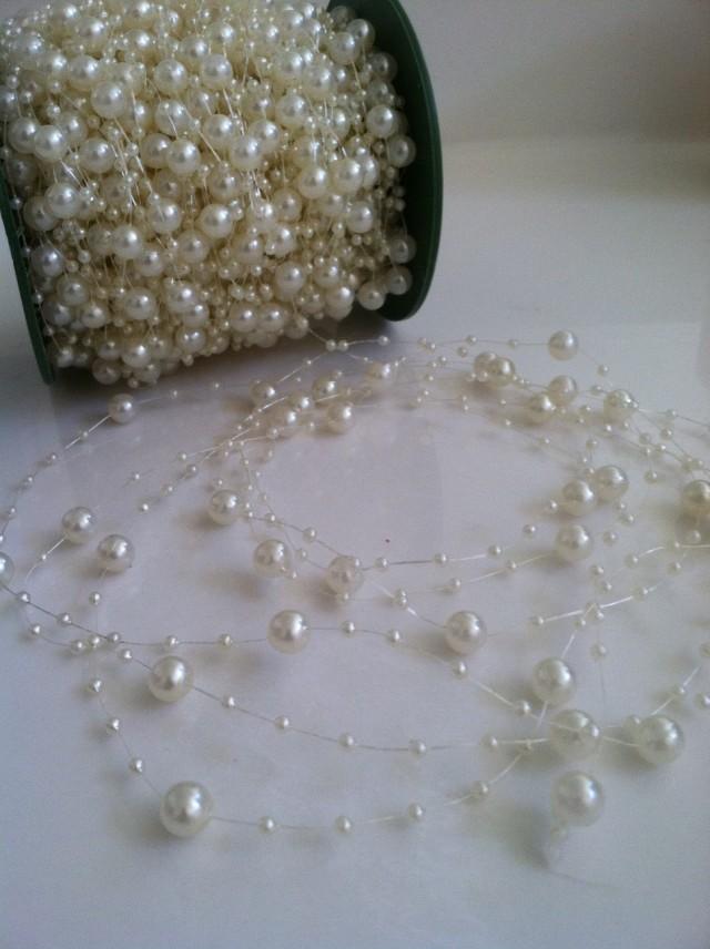 Ivory 8+3mm Pearl Bead Garland For Wedding Hair /flower Table DIY Decor