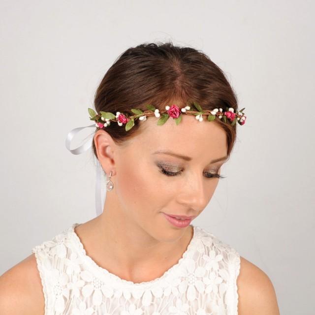 Rustic Flower Headband Wedding Flower Crown Woodland Wreath Rustic Head Piece Floral Crown 9103