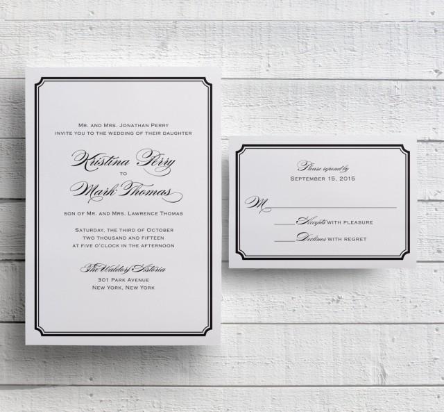 Simple Wedding Invitations Templates, Printable, Black And White