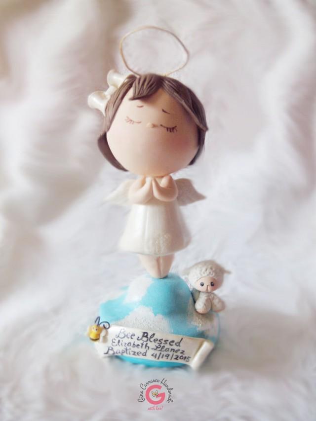 Girl Angel Cake Topper, Holy First Communion Decoration, Praying Angel