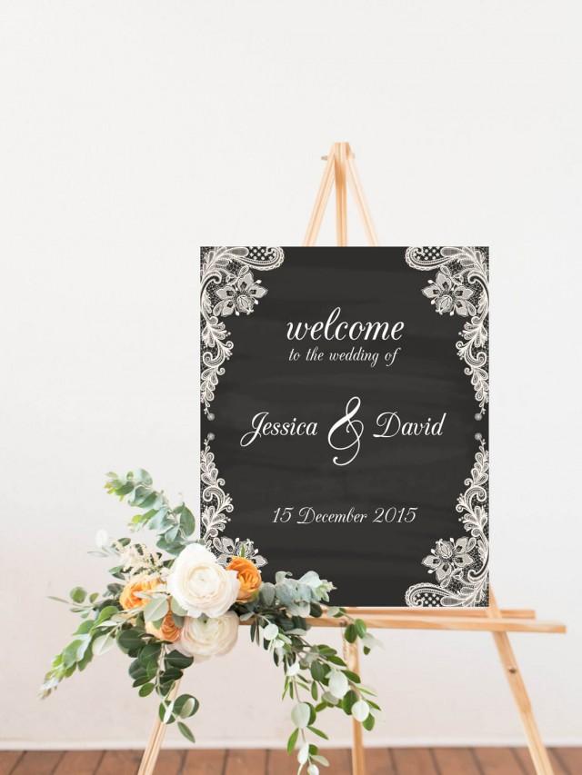 Wedding Decoration Sign Welcome To Our Wedding, Chalkboard Background