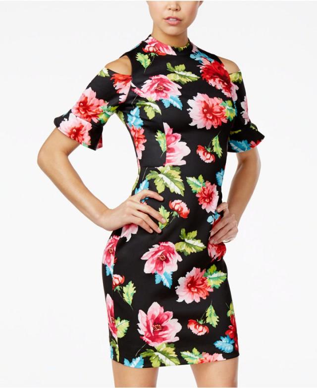 XOXO Juniors' FloralPrint ColdShoulder Sheath Dress 2693589 Weddbook