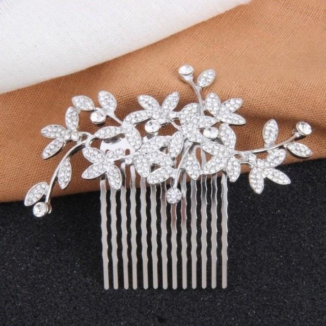 Rhinestone Leaves Floral Wedding Hair Piece Clips 2694858 Weddbook