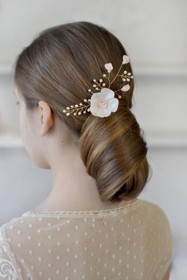 Ivory Floral Hair Pin Champagne Floral Pearl Vine Bridal Hair Vine