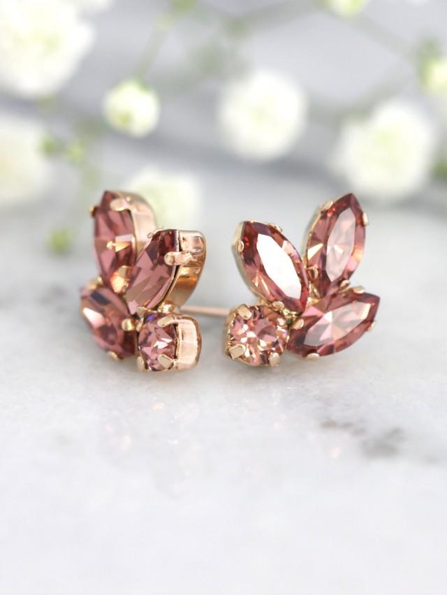 Blush Bridal Earrings Bridesmaids Blush Earrings Swarovski Pink Blush